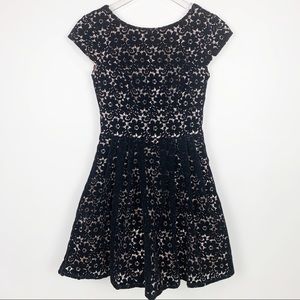 B. Darlin black suede cutout dress nude lining